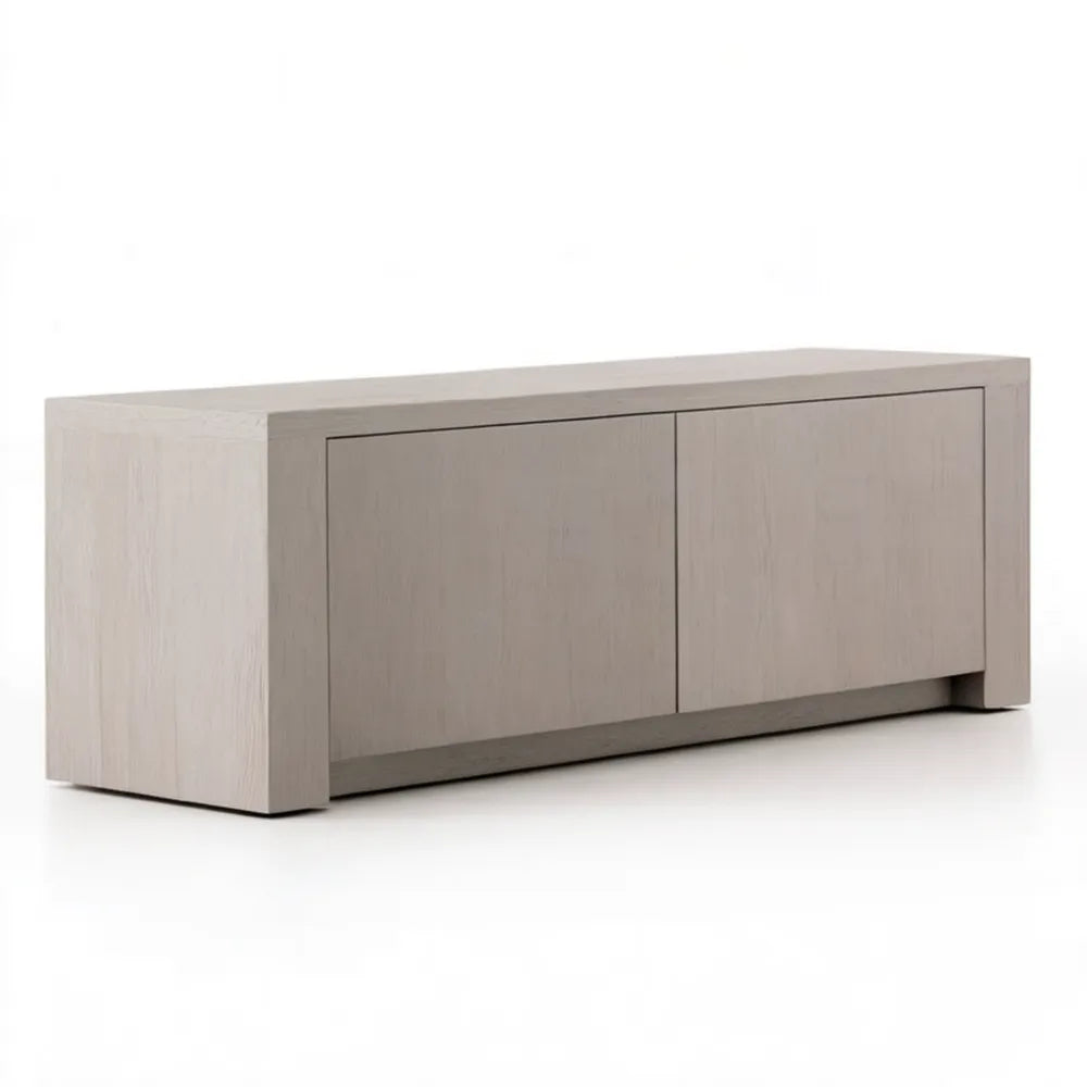 Kredens dwudrzwiowy z płyty MDF, jasnoszary dekor dębowy, 160 x 45 x 75 cm