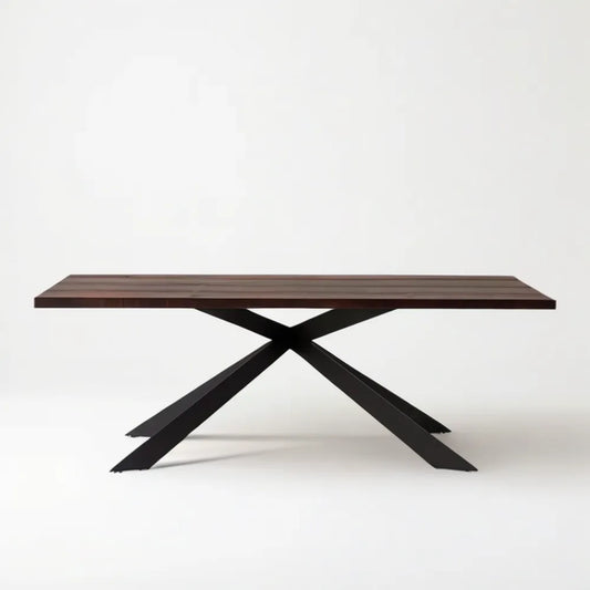 Stół z blatem MDF w fornirze orzechowym i czarną podstawą stalową 200 x 100 x 75 cm