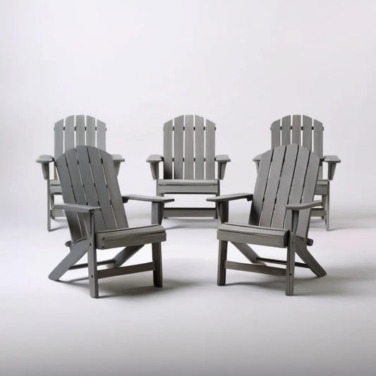 Zestaw 4 szarych krzeseł ogrodowych Adirondack z HDPE, 79 x 83 x 92 cm