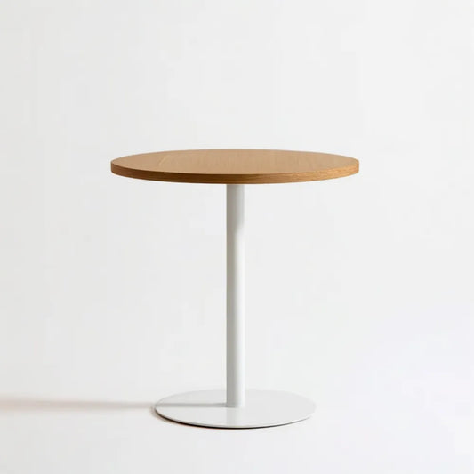 Okrągły stół z blatem MDF w okleinie dębowej, naturalny dąb/biały, Ø80 × 75 cm
